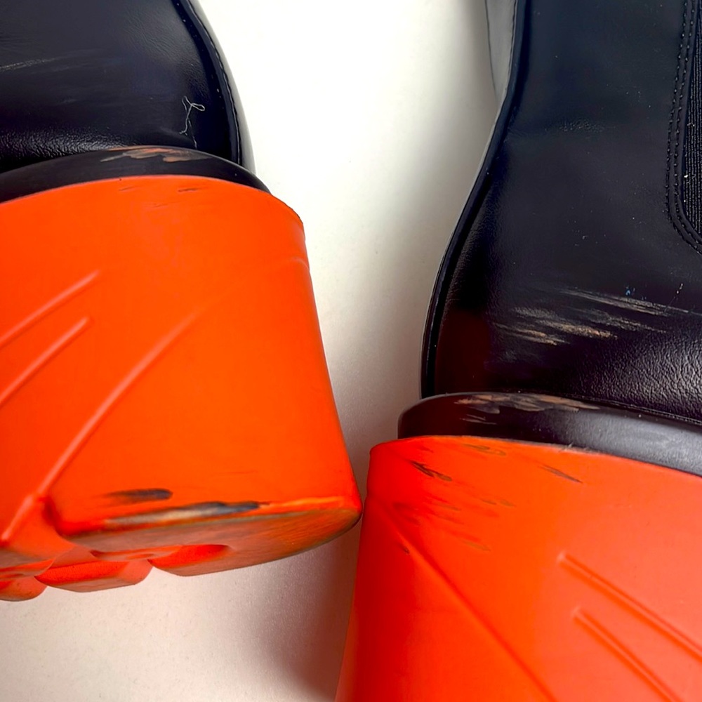 Super Trendy black ankle boot with orange sole women size 6.5. - Picture 14 of 17